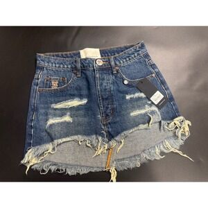 One Teaspoon NWT Junkyard Denim mini Skirt in Royal Blue Size‎ 22 MSRP $120